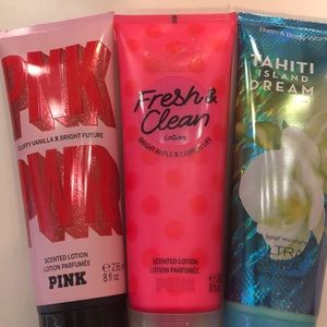 Two Pink Lotions and 1 BBW lotion